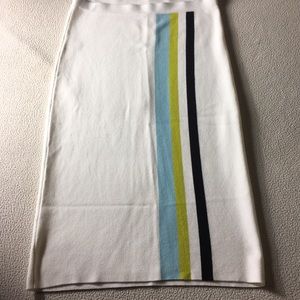 Cute Ann Taylor white with stripes skirt small